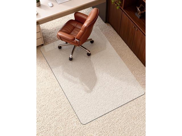 Hard Frosted Office Chair Mat for High Pile Carpet and Hardwood Floor, 32' x 55' Anti-Slip Computer Rolling Chair Mat, Heavy Duty Chair Pad Under.