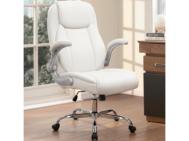 Office Desk Gaming Computer Home Chair Ergonomic Executive High Back Support Flip-up Arms Adjustable Height Swivel Rolling Wheels Comfy PU Leather...
