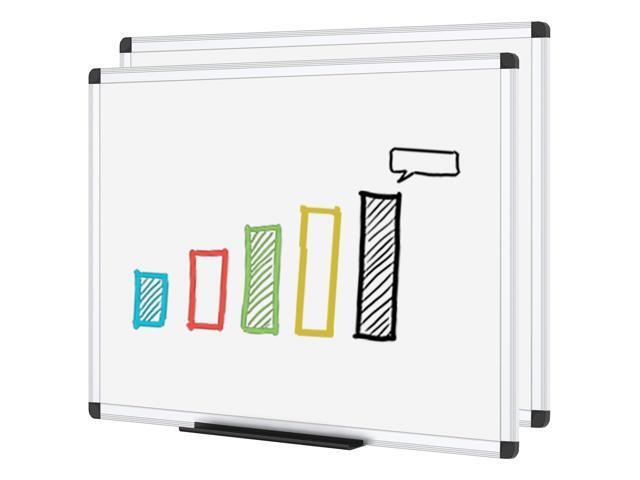 Dry Erase Board, 48 x 36 Inches, 2 Pack, Wall Mounted Whiteboard 4' x 3', Aluminum Frame, with Marker Tray, for School Office and Home
