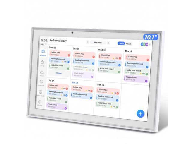 10.1 inch Smart Digital Calendar & Chore Chart, 1920 * 1080P Full HD Touchscreen Interactive Display, Desk Planner with Meal Scheduler, Achievement.