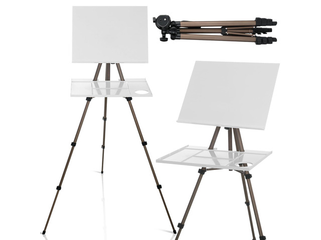 17-65 Inch Artist Watercolor Portable Easel with Sturdy Tripod Adjustable Aluminum Metal Easel Stand with Tray Lightweight Travel Easel for...