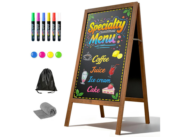 A Frame Chalkboard Sign, 40' x 20' Magnetic Outdoor Chalk Board Signs, Wooden Standing Double-Sided Sidewalk Chalk Board for Restaurant Menu,...