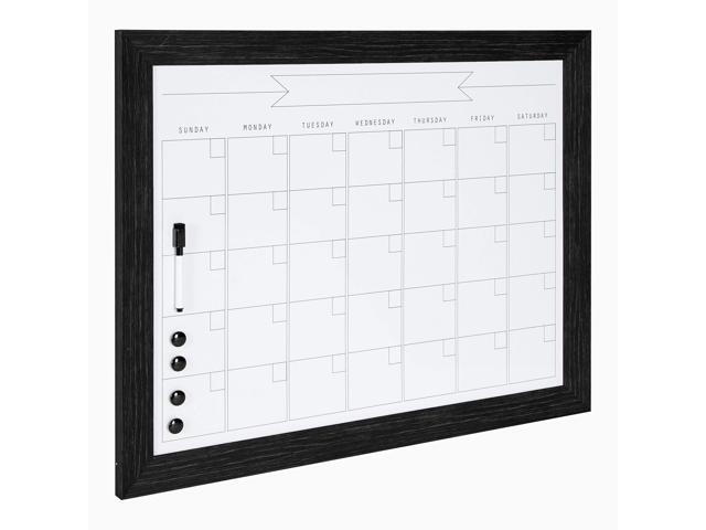 Beatrice Framed Magnetic Dry Erase Monthly Calendar, 23' x 29', Black, Rustic Wall Organizer