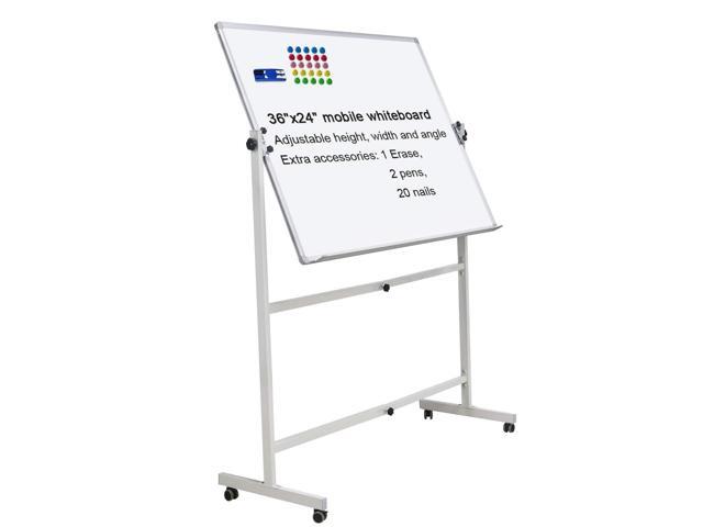 Mobile Dry Erase Board & Cork Board Magnetic Whiteboard on Wheels (Aluminium Frame) 36'x24' Portable White Boards with Rolling Stand for Classroom,.