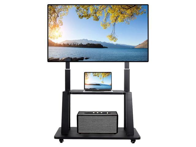 Mobile TV Stand on Wheels for 42-86 Inch Flat/Curved LED/LCD/OLED Rolling TV Cart Height Adjustable Heavy Duty Floor Portable TV Stand with Wheels...