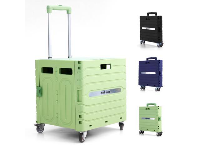 Folding Utility Cart Portable Rolling Crate Handcart Foldable Shopping Trolley Collapsible, with Lid, on Wheels, for Grocery, Garden, Office,.