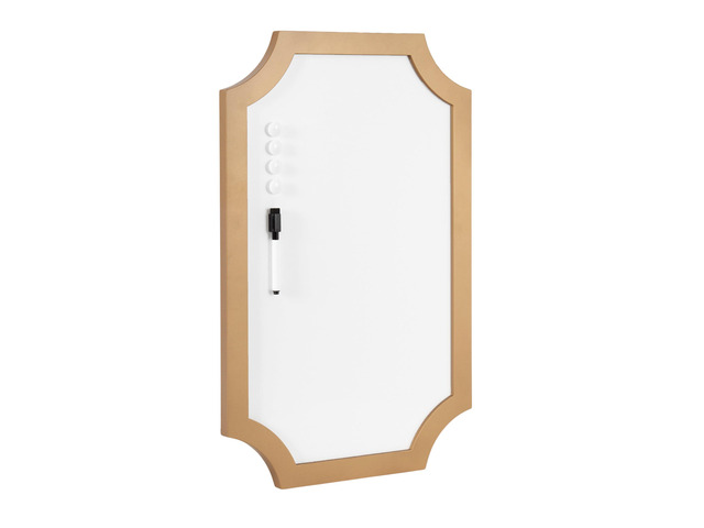 Holbrook Scalloped Magnetic Dry Erase Board with Marker and Four Magnets; 15 x 24; Gold; Decorative Wall Organization White Board for Use as...