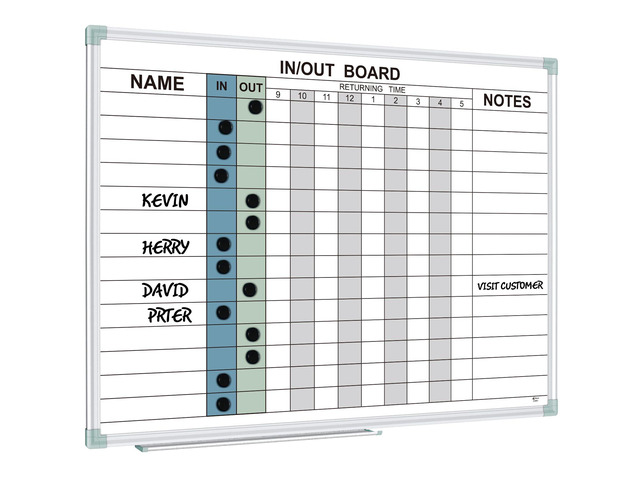 in and Out Board 24' x 18' Magnetic, Employee in/Out Planner Board Dry Erase Colorfull Wall-Mounted Aluminum Framed Notice Board