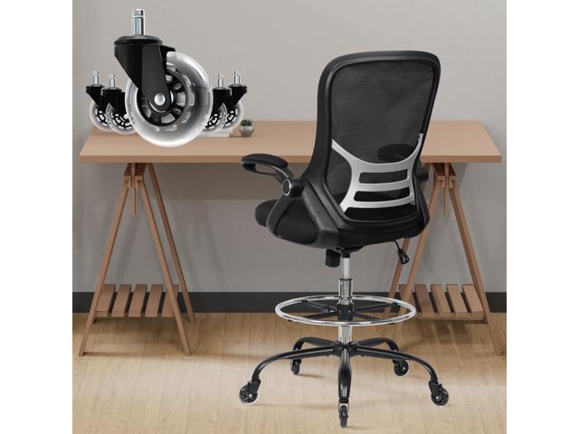 Drafting Chair Adjustable, Tall Office Chair Lumbar Support Ergonomic Standing Desk Chair Heavy Duty Tall Drafting Stool for Artists with Footrest...