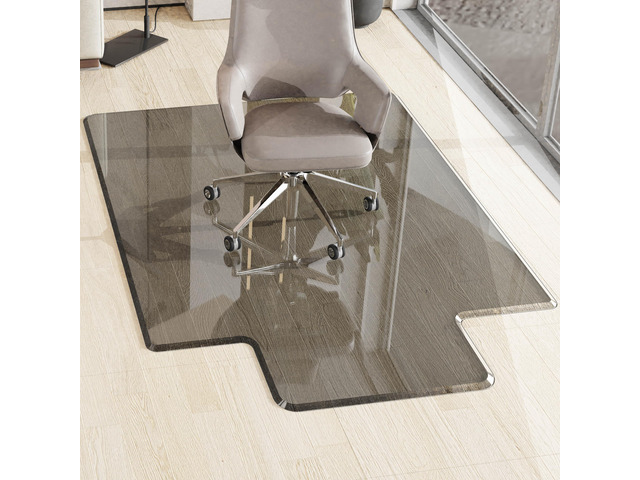 Beveled Edge Office Chair Mat for Carpet or Hardwood Floor, Crystal Grey 36' x 48' Desk Computer Chair Mat with Lip for a Smooth Glide and Easy...