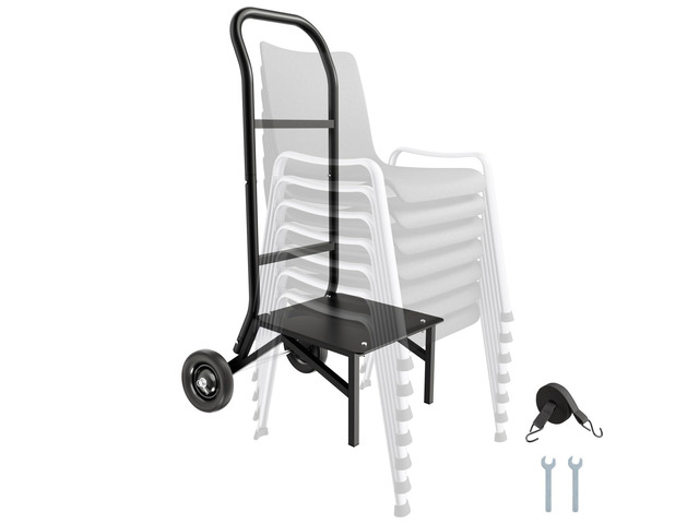 Folding Chair Rack, 150 LBS Capacity, Heavy-Duty Chair Cart for Stacking 10 Chairs, Multi-Function Metal Chair Storage Dolly with Rubber Wheels,...