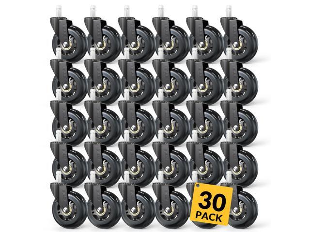Office Chair Wheels Roller Blade Caster 11x22mm All Black 3 Inch Chair Wheels for Office Rubber Rolling Set of 30 for Carpet Hardwood Floors Gaming.