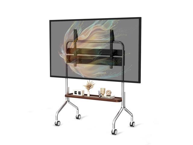 Easel Rolling TV Stand for 32-75 Inch TVs,Stainless Steel Cart with Shelf Mobile TV Cart with Lockable Wheels,Storage Shelves and Pegboard,...
