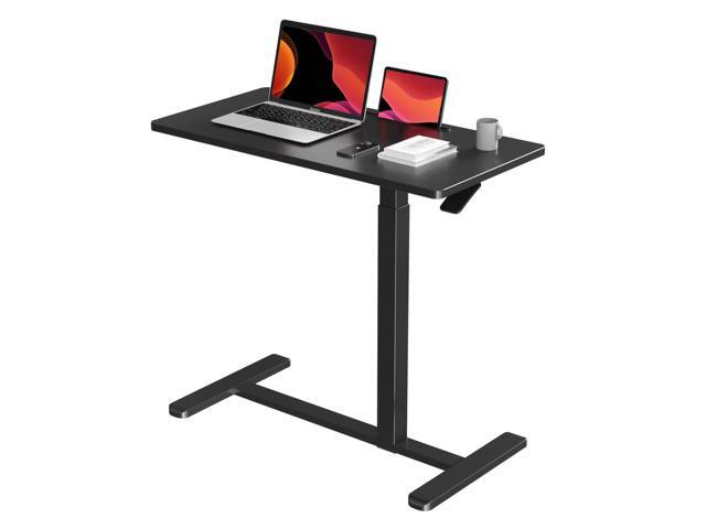 Mobile Standing Desk, Pneumatic Adjustable Rolling Desk(31.5 Inches), Portable Laptop Desk with Wheels, Overbed Bedside Table Laptop Table for.