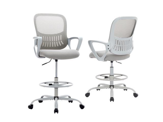 Ergonomic Drafting Chair, Tall Office for Standing Desk, Counter with Height Adjustable and Comfortable Lumbar Support, Fixed Armrests, for Bedroom...