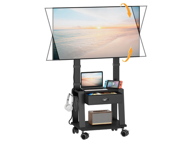 Mobile TV Stand with Drawer for 23-72 Inch TVs, Portable Rolling TV Stand on Wheels with 2 Shelves for Bedroom/Living Room, Holds up to 220 lbs...