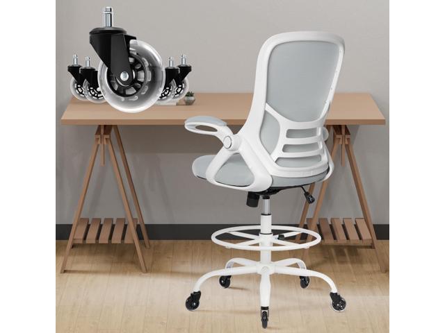 Drafting Chair Tall Office, Ergonomic Standing Desk Stool Adjustable Drafting Chair Big Tall Drafting Office Chair White