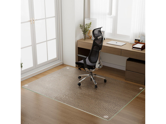 46'x55' Tempered Glass Chair Mat Checkered Patterned Desk Mats Heavy Duty Floor Mats Protector for Hardwood Floors, Rolling Office Chair Mat...