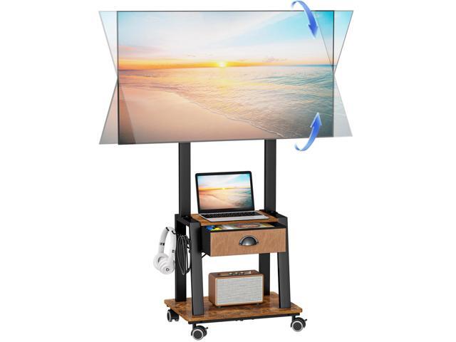 Mobile TV Stand with Drawer for 23-60 Inch TVs, Portable Rolling TV Stand on Wheels with 2 Shelves for Bedroom/Living Room, Holds up to 50 lbs...