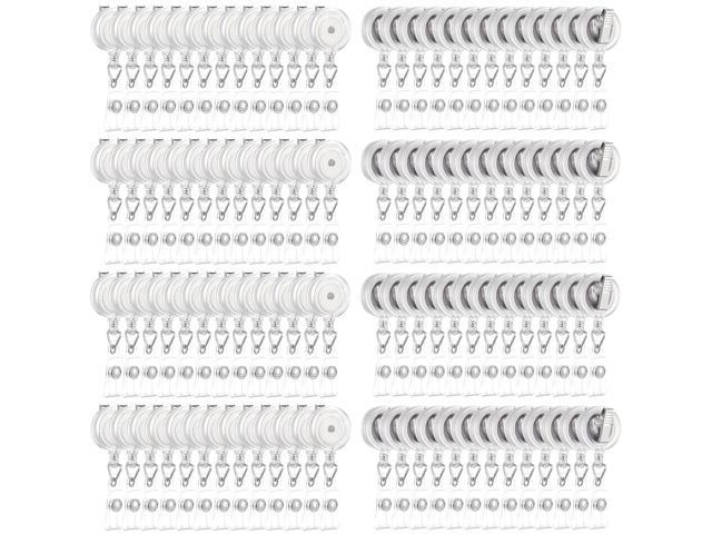 300 Pcs Clear Retractable Badge Reels Round ID Badge Holders Reels Clip with Alligator Swivel Clip for Nurses Volunteer School Office Supplies