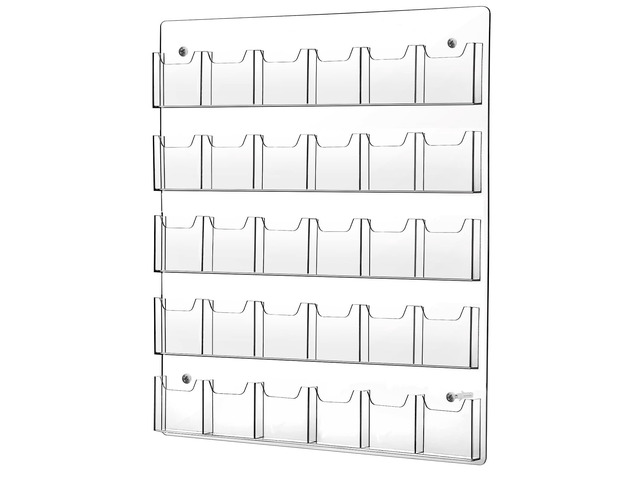 Acrylic Brochure Pamphlet Holder - Clear Display Stand with Multi Slot Rack, Wall Mount Pocket for Literature Menu Document Flyer Advertise...