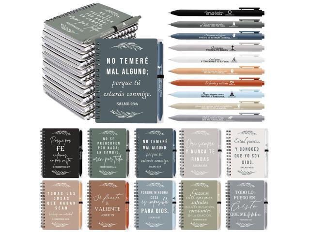 40 Set Spanish Christian Gift Bulk Spanish Bible Verse Pen Spiral Notebook Prayer Journal Regalos Cristianos En EspaÃ±ol Religious Gift for Church...