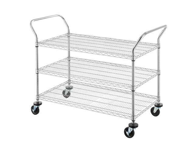 3-Tier Commercial Grade Rolling Cart, Heavy Duty Utility Carts with Wheels and Handles, Kitchen Trolly on Wheels, Metal Serving Shelves with 700...