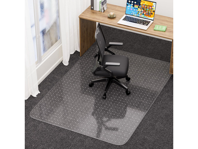 Office Chair Mat for Low Pile Carpet with Lip, 46' x 72' Clear Plastic Floor Protector Heavy Duty Desk Chair Mat for Rolling Chairs, Smooth Glide...