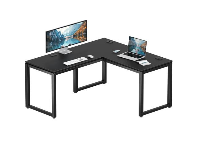 55 x 60 Commercial-Grade L-Shape Corner Office Computer Desk, Black 10-Year