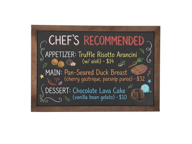 36x24 Large Chalkboard Sign Rustic Brown Wood Frame Menu Board Rustic Brown Wood Frame, Erasable Surface, Large Format Display, Wedding Events,...