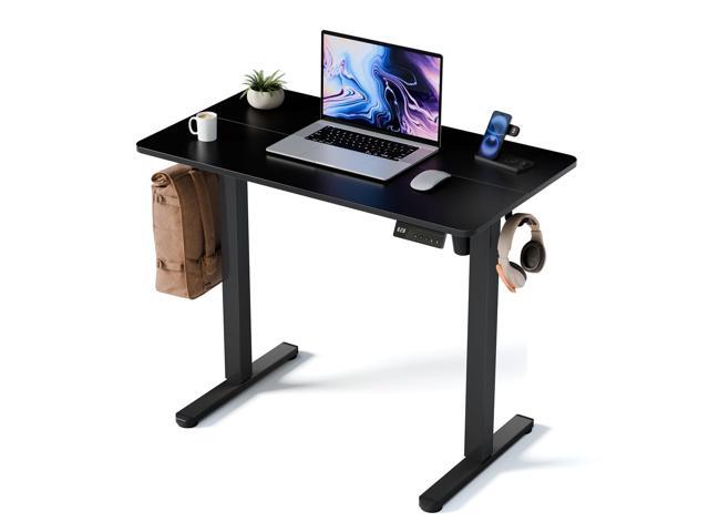 35' Electric Standing Desk, Small Sit Stand up Desk, Black Height Adjustable Computer Desk for Home Office, Compact Work & Gaming Desk with Cable...