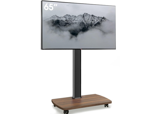 Rolling TV Stand for 32-65 Inch TVs, Portable Mobile TV Stand on Wheels, 8-Level Height Adjustable TV Cart with Swivel & Tilt Mount for...