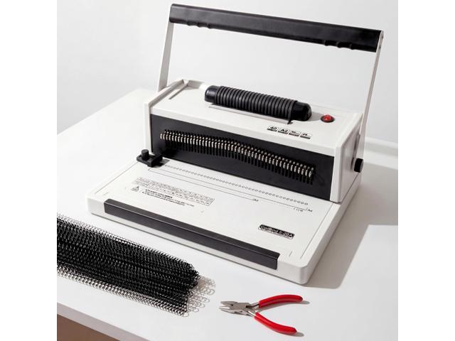 Spiral Binding Machine with Electric Coil Inserter, 20-Sheet Manual Punch, 4:1 Pitch, 46 Fully Disengageable Pins for Versatile Binding - Binds up.