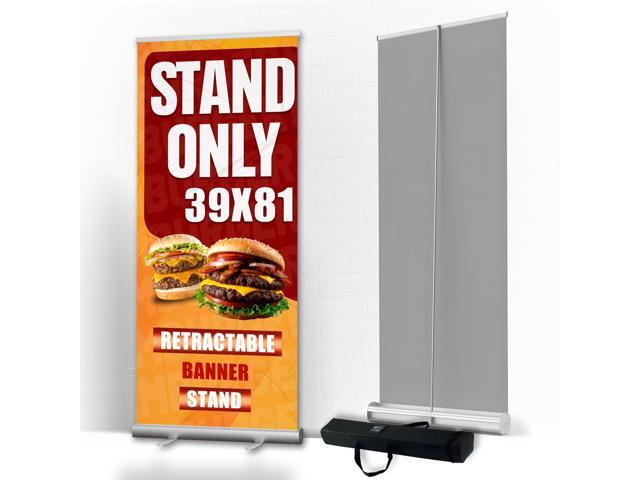 39 x 81 IN Retractable Roll-Up Banner Stand with Carrying Bag Portable Aluminum Display Stand for Trade Shows, Exhibitions, Events, Presentations,.