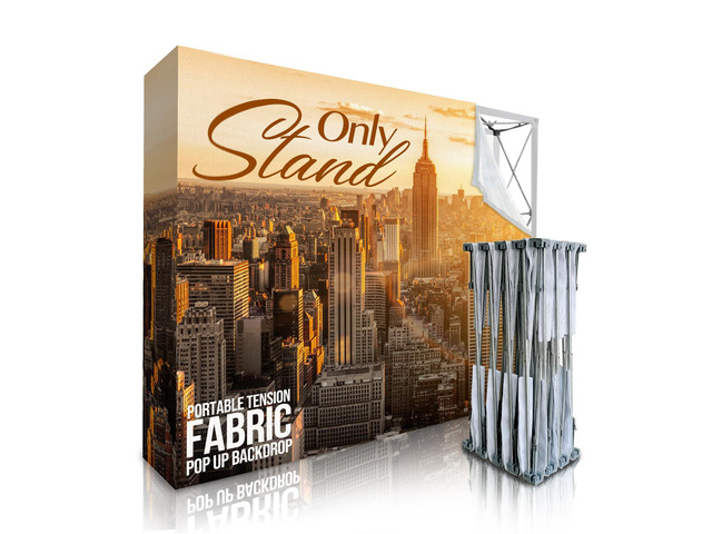 7.5x10 FT Tension Fabric Pop Up Display Stand Trade Show Backdrop Portable Aluminum Double-sided for Booth Exhibition Wedding Event - Stand Only