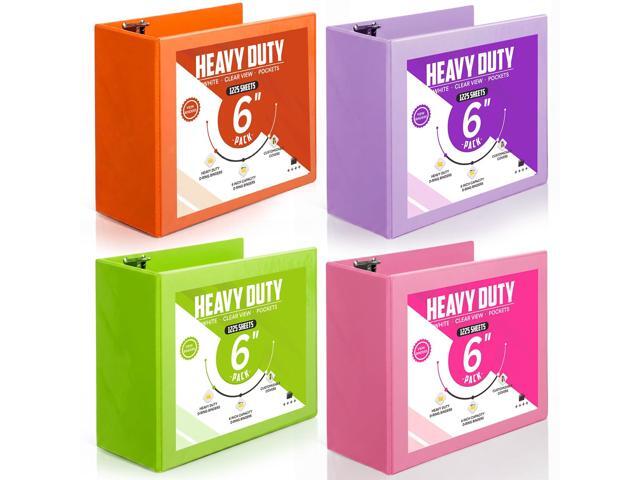 4 Pcs 6 Inch Large Ring Binders with Pockets 3 Ring Binder 8.5' x 11' Presentation Folder View Binder with Customizable Clear Cover for Documents...