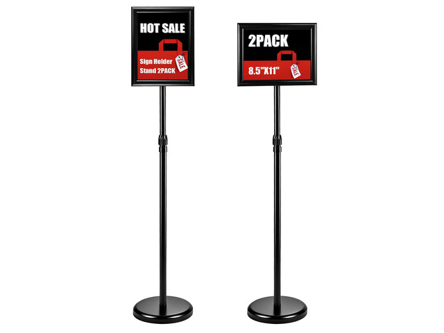 2Pack Sign Holder Stand-8.5x11 inchAdjustable Sign Stands For DisplayHeavy Duty Floor Standing Sign Holder Stand Aluminum for Retail...