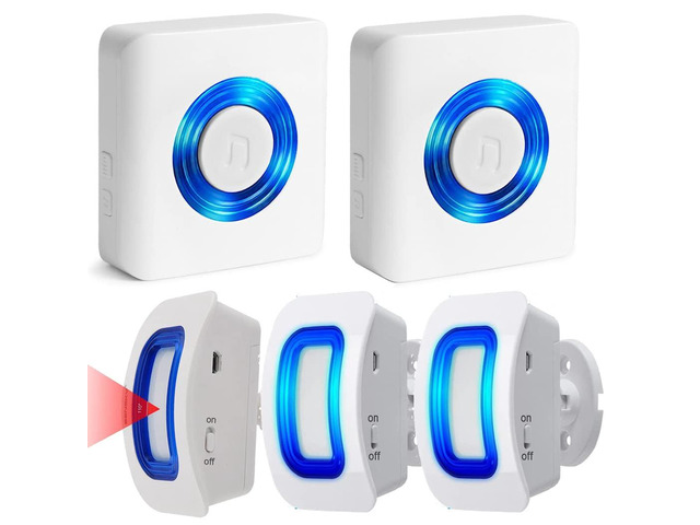 Caregiver Pager Wireless Motion Sensor Alert Room Bed Alarm and Fall Prevention for Elderly Dementia Patients (2 Receiver+3 Monitor Motion)