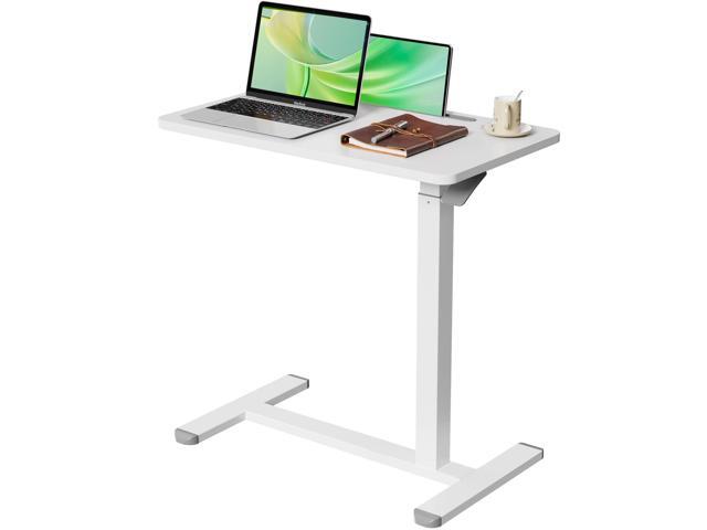 Mobile Standing Desk, Pneumatic Adjustable Rolling Desk(27.5 Inches), Portable Laptop Desk with Wheels, Overbed Bedside Table Laptop Table for...