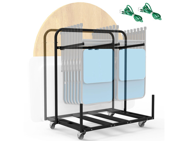 Folding Table and Chair Rack Cart for 10-16 Chairs & 4-8 Tables Powder Coated, Perfect for Party, Hotel, Factory, Warehouse, 44.3' L x 31.4' W x...