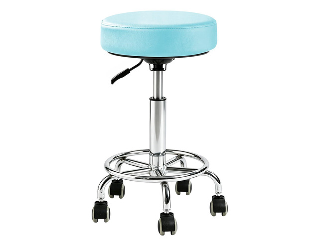 500lb Heavy-Duty Adjustable Stool with Wheels, Round Rolling Chair Thick 9.5cm PU leather Seat Cushion 360°Swivel silent rubber caster Foot...