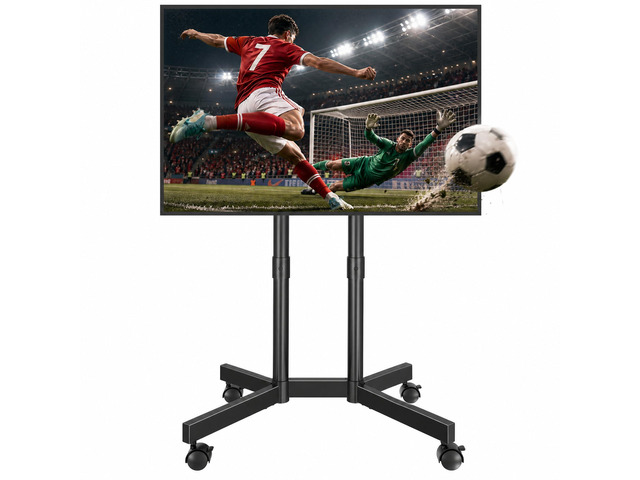 Rolling TV Stand for 32-75 Inch TVs, Heavy Duty TV Stand, Black Height Adjustable Mobile TV Cart on Wheels, Supports Up to 110lbs, Stable...