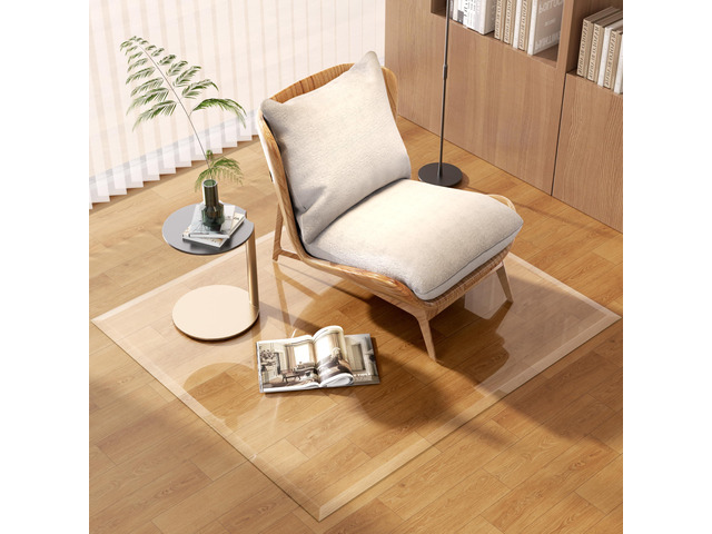 [Tempered Glass] 50 x 44 Beveled Edge Glass Chair Mat with Polished Edge Clear Office Chair Mat, Glides Smoothly, Suitable for Carpet or Hardwood...