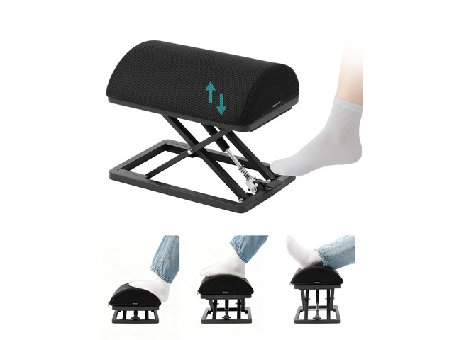 Step-to-Adjust Foot RestTruly Infinite Height, No Bending Needed 2.7-13.1' Stepless Height Washable Ergonomic Under Desk Footrest Support for...