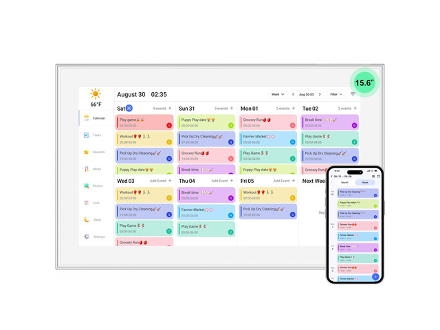 15.6 Inch Digital Calendar, Smart Digital Planner & Chore Chart with IPS FHD 1920x1080 Touchscreen Display for Family Organizer - Built-in DigitaI...