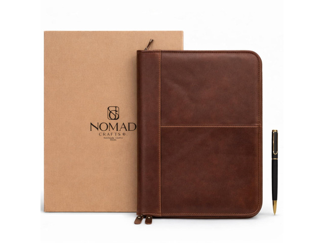 Leather Padfolio with Zipper Business Portfolio for Men and Women, Legal Pad Portfolio, Leather Folder, Professional Padfolio for Meetings and...