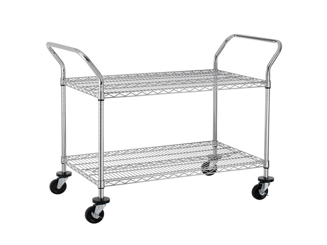 2 Tier Commercial Grade Rolling Cart, Heavy Duty Utility Cart, Carts with Wheels and Handles, Kitchen Carts on Wheels, Metal Cart with 600 lbs...
