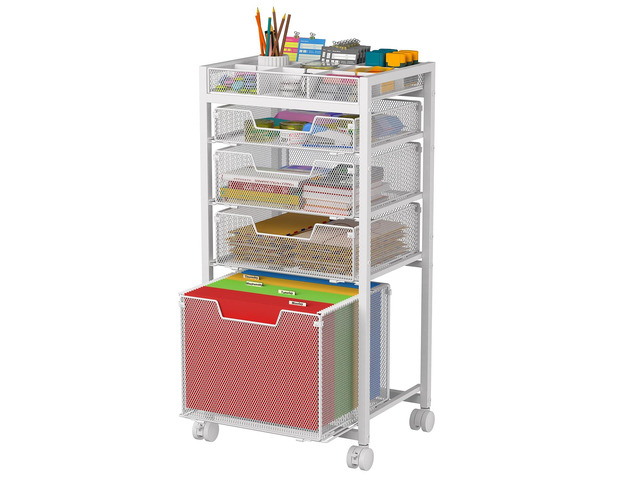 Rolling File Cart with 4 Storage Drawers, Under Desk Filing Cabinet with DIY Divider, Hanging File Folder Organizer on Wheels, Fits A4/Letter Size,...