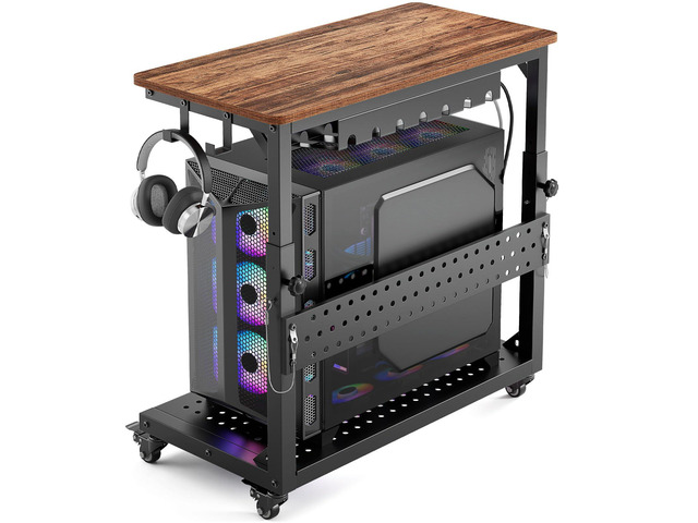 Heavy Duty PC Stand, Gaming Computer Tower Cart with Wheels Metal Frame Supports 150 Lbs Full-Tower. Steel Casters Smooth Rolling. Easy Height...