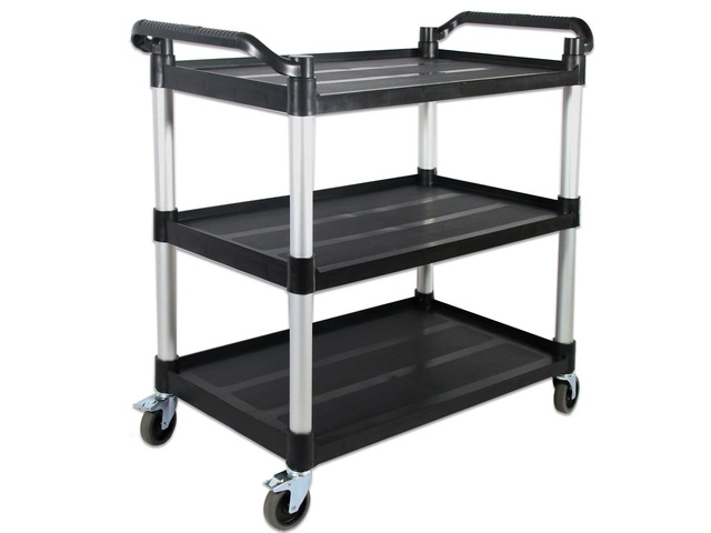 Plastic Commercial Cart Large Size, Restaurant Cart with Wheels Lockable, Heavy Duty Utility Service Cart for Foodservice, Commercial,Office,...